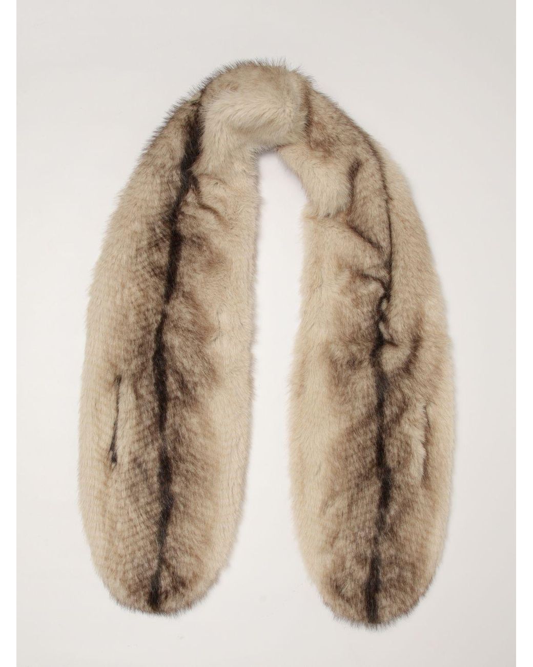 Twinset Natural Bicolor Faux-Fur Scarf With A Rounded Design