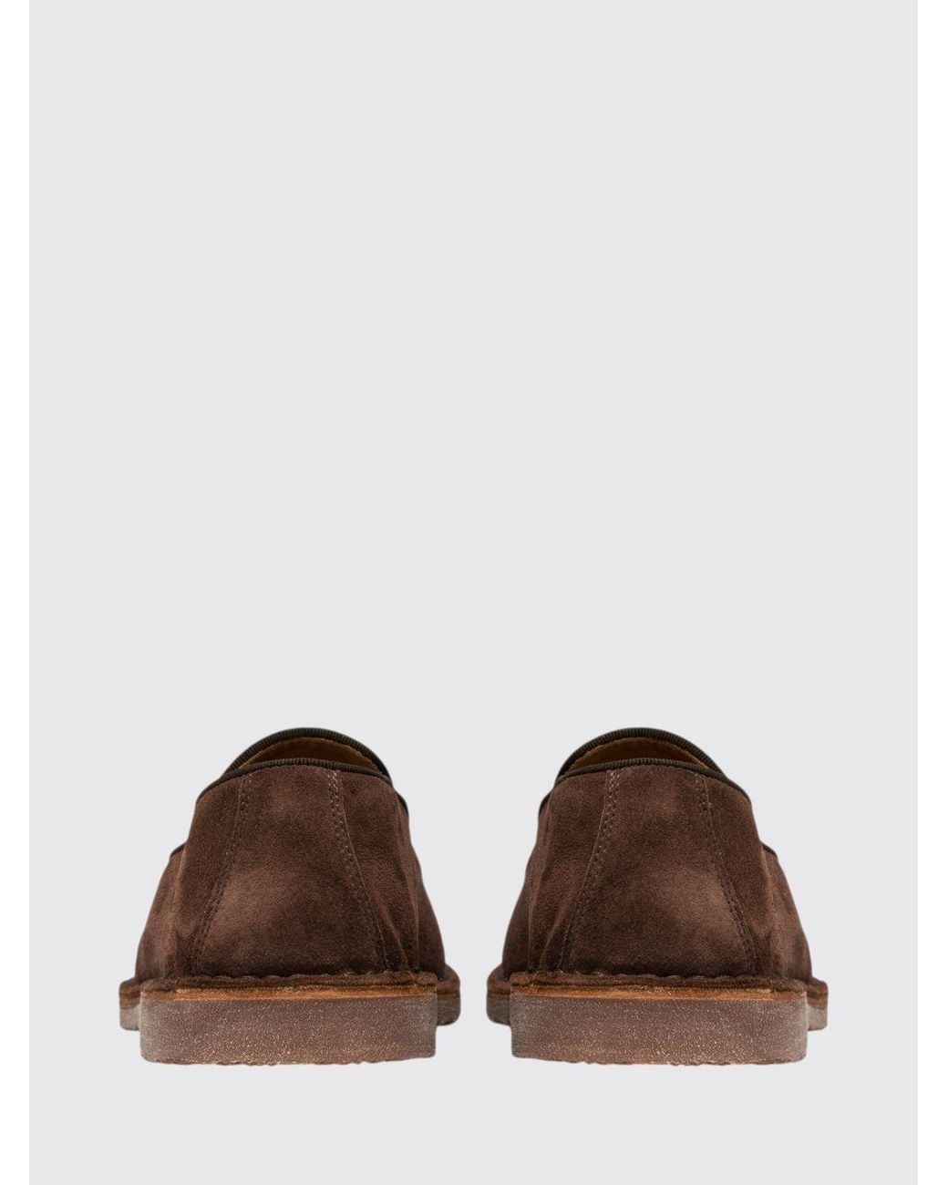 Buttero Brown Suede Cowhide Flat Loafers With Raised Apron Toe