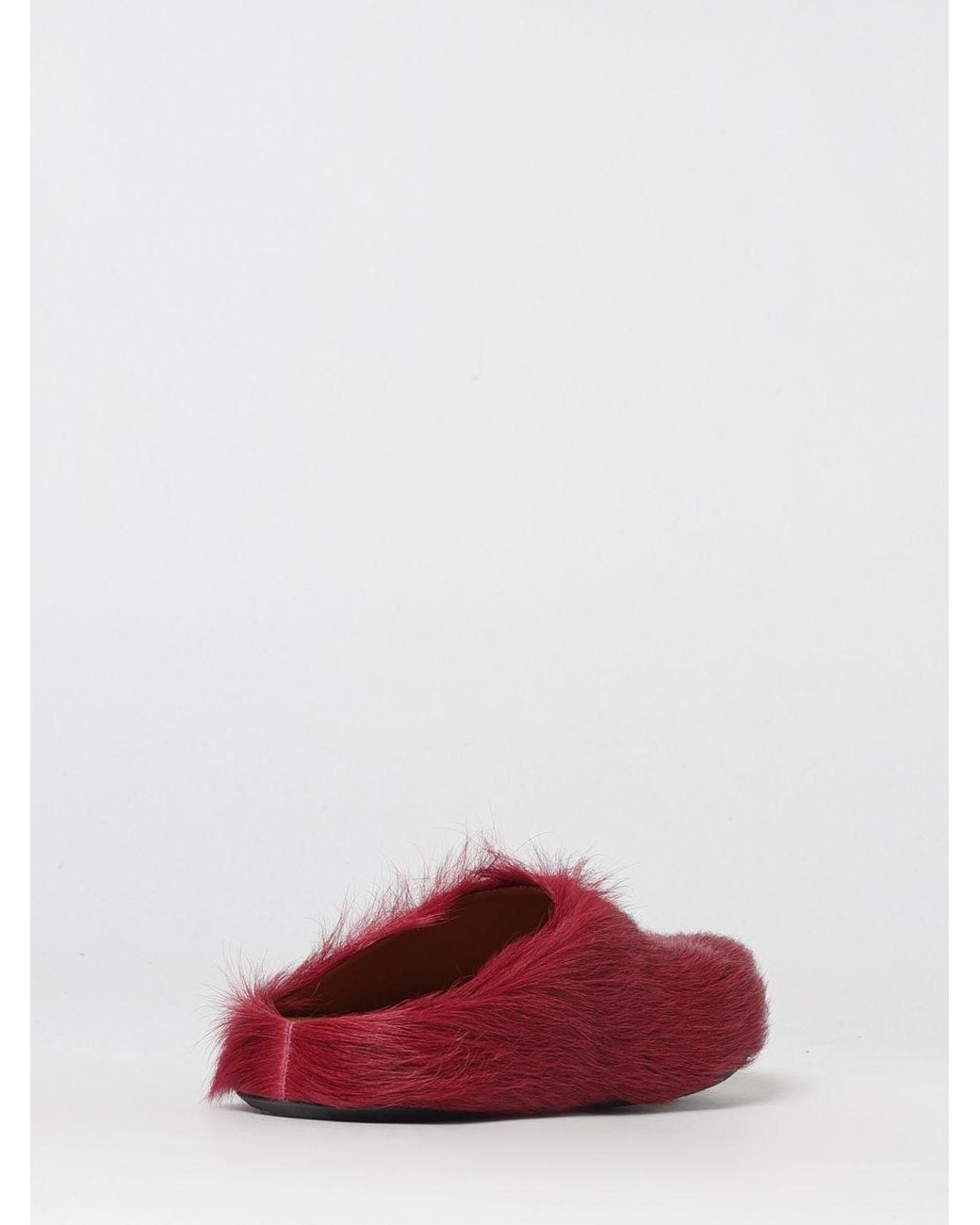 Marni Red Fur Sabots for men