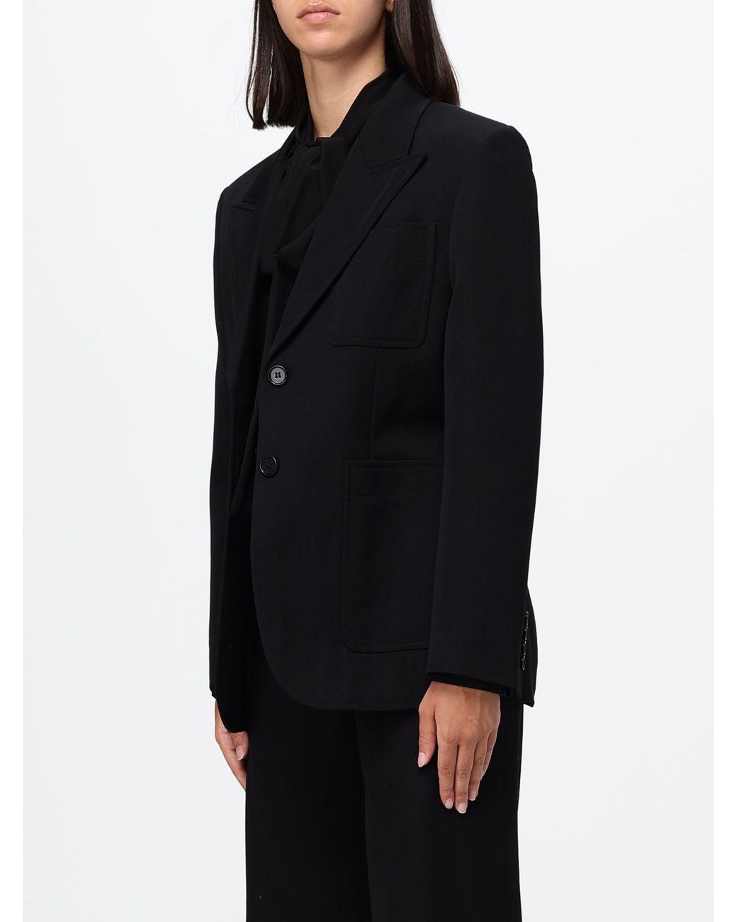 Chloé Black ChloÉ Single-Breasted Cropped Wool Blazer With Classic Lapels