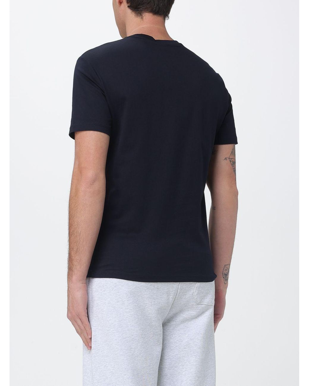 ARMANI EXCHANGE Blue Cotton T-Shirt With Logo for men