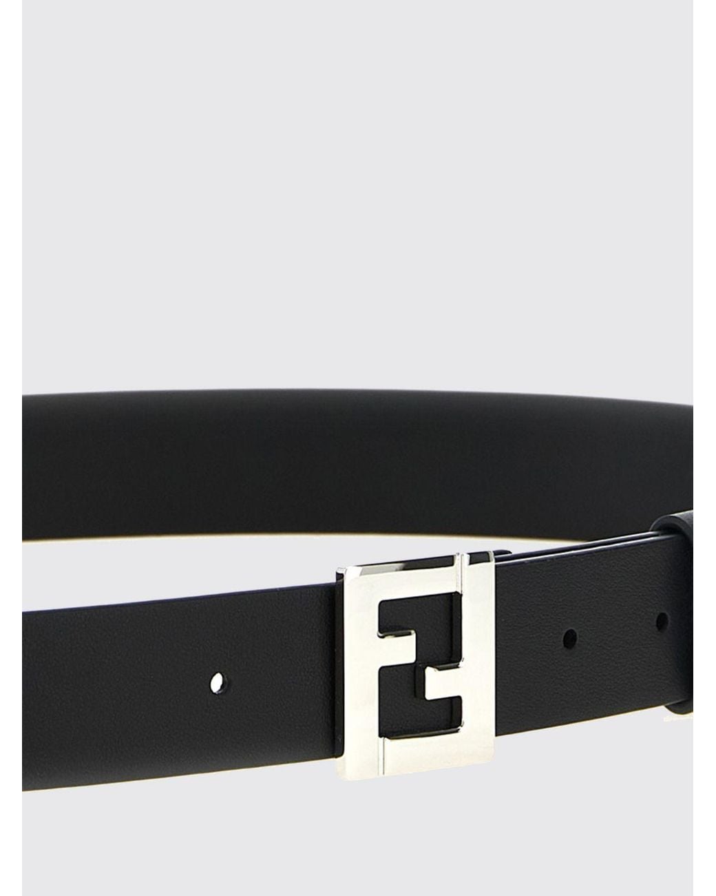 Fendi White And Leather Belt With Ff Monogram Metal Buckle for men