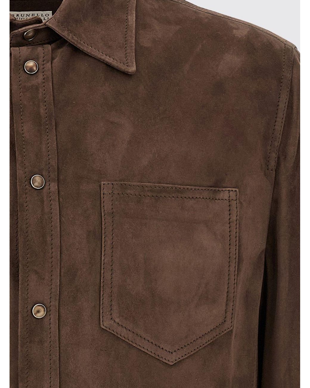 Brunello Cucinelli Brown Suede Shirt for men