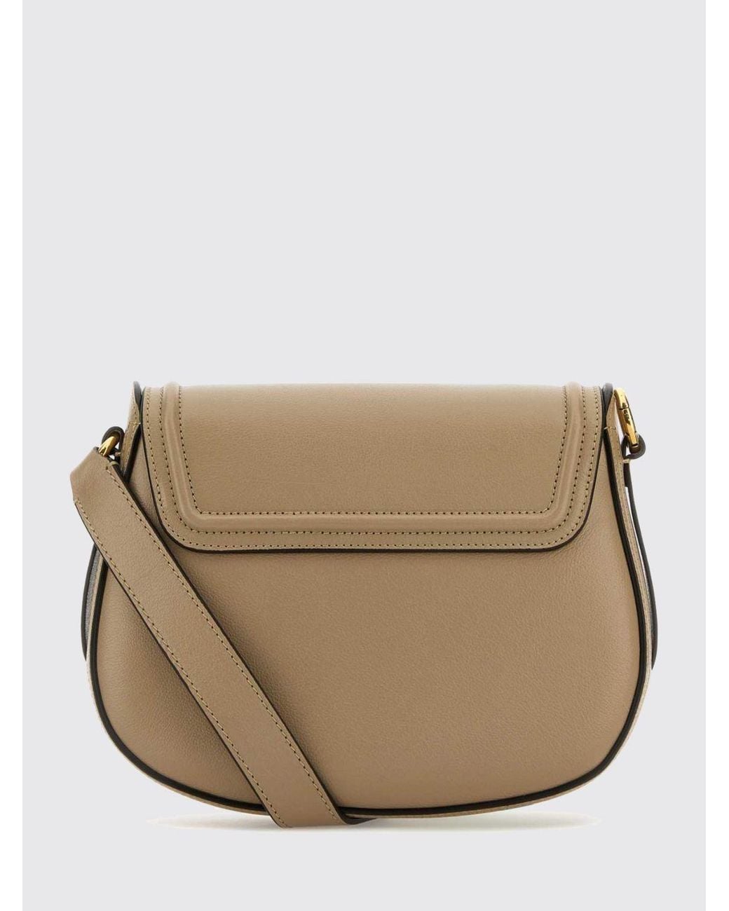 Chloé Natural ChloÉ Horse Medal Leather Mini Crossbody Bag With Metal Logo