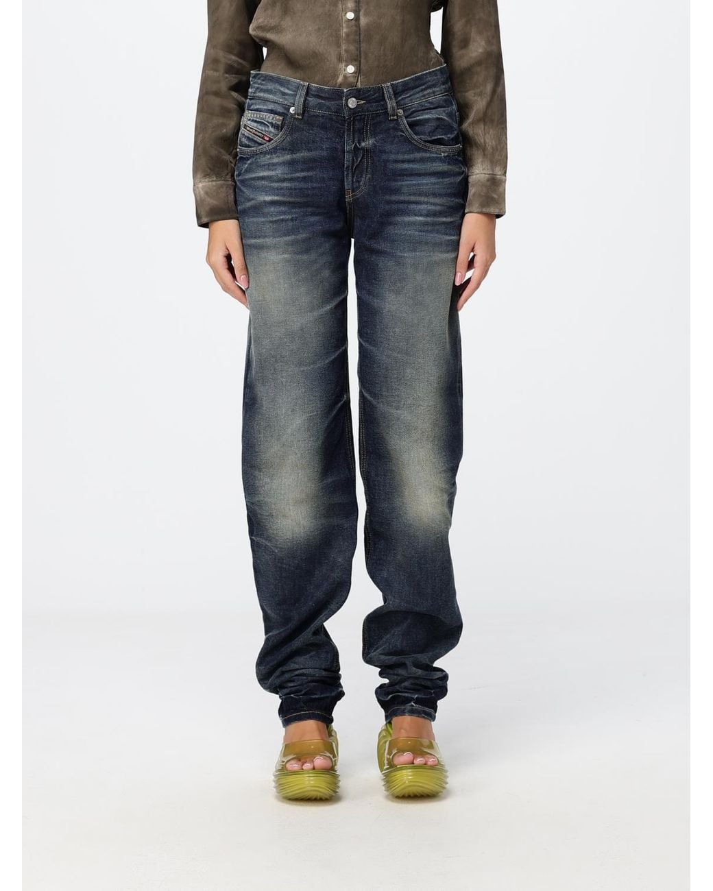 DIESEL Blue D-Heel High-Waisted Straight Jeans