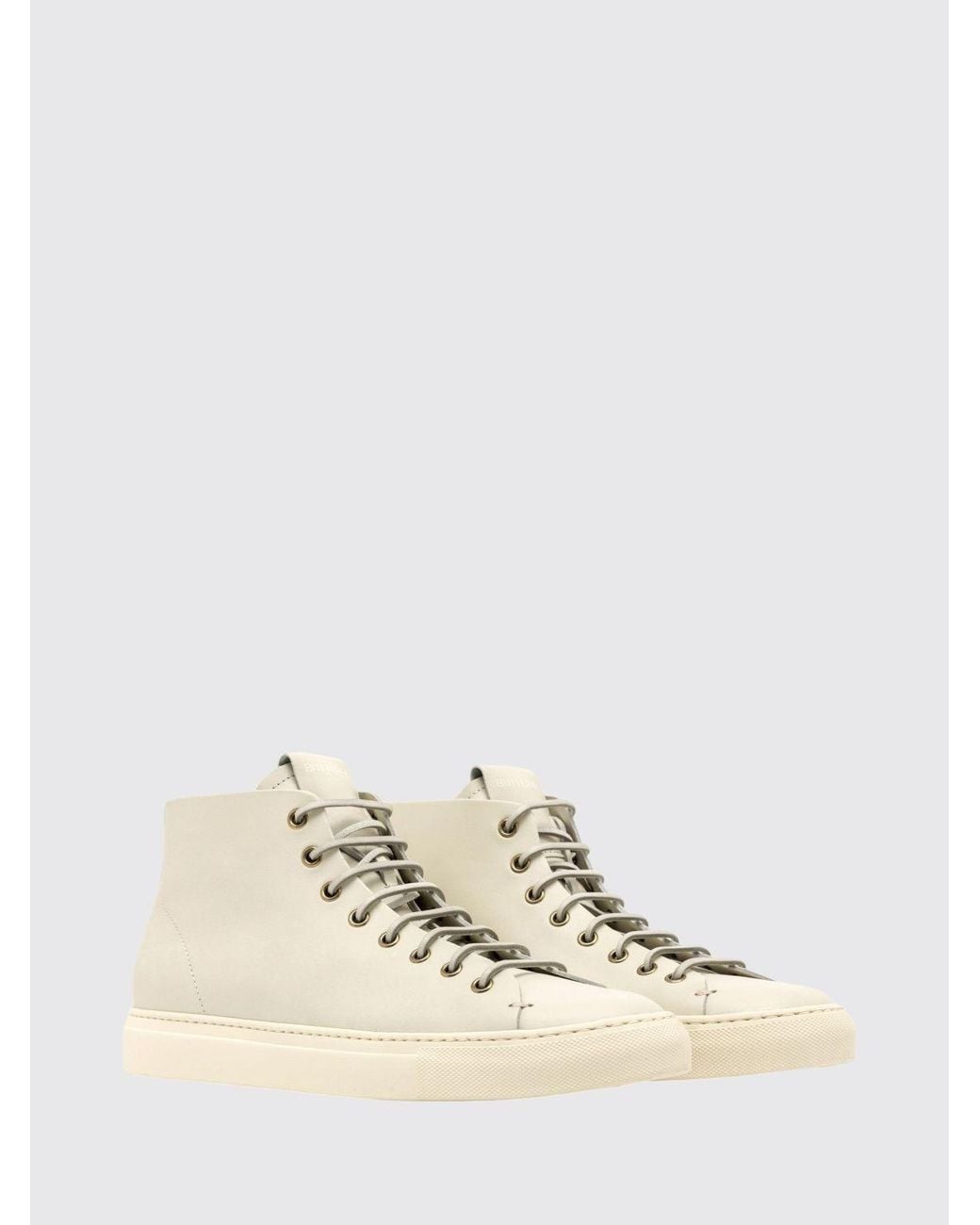 Buttero Natural Leather Lace-Up High-Top Trainers With Tone-On-Tone Logo