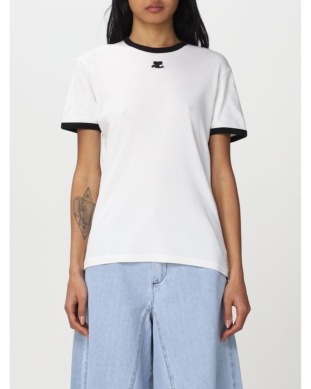 Courreges T-shirt Courrèges in White | Lyst