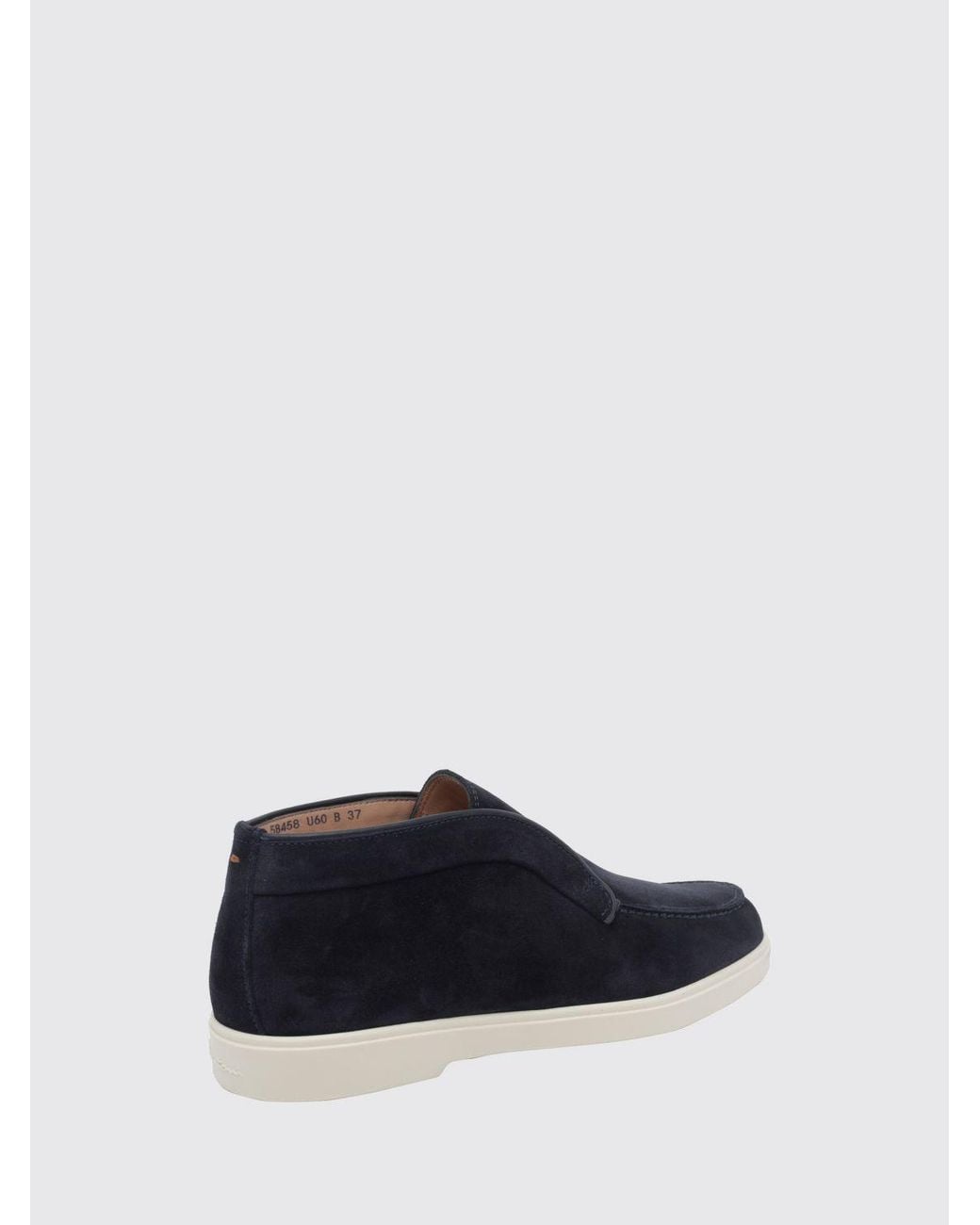 Santoni Blue Suede Chukka Ankle Boots With Round Toe And Rubber Sole