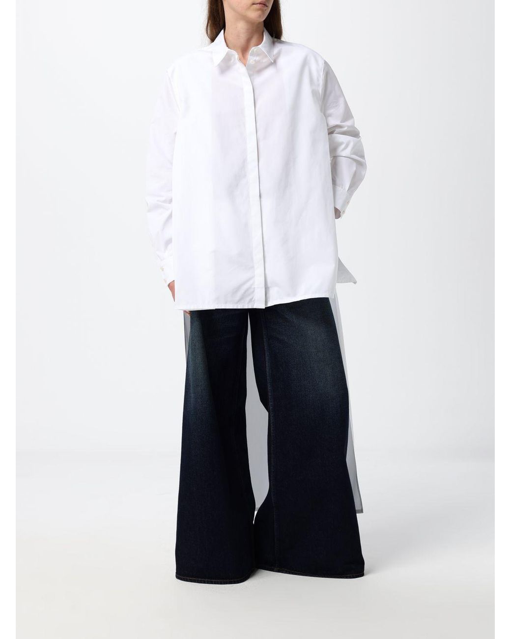 Alaïa White Relaxed-Fit Asymmetrical Cotton Poplin Shirt