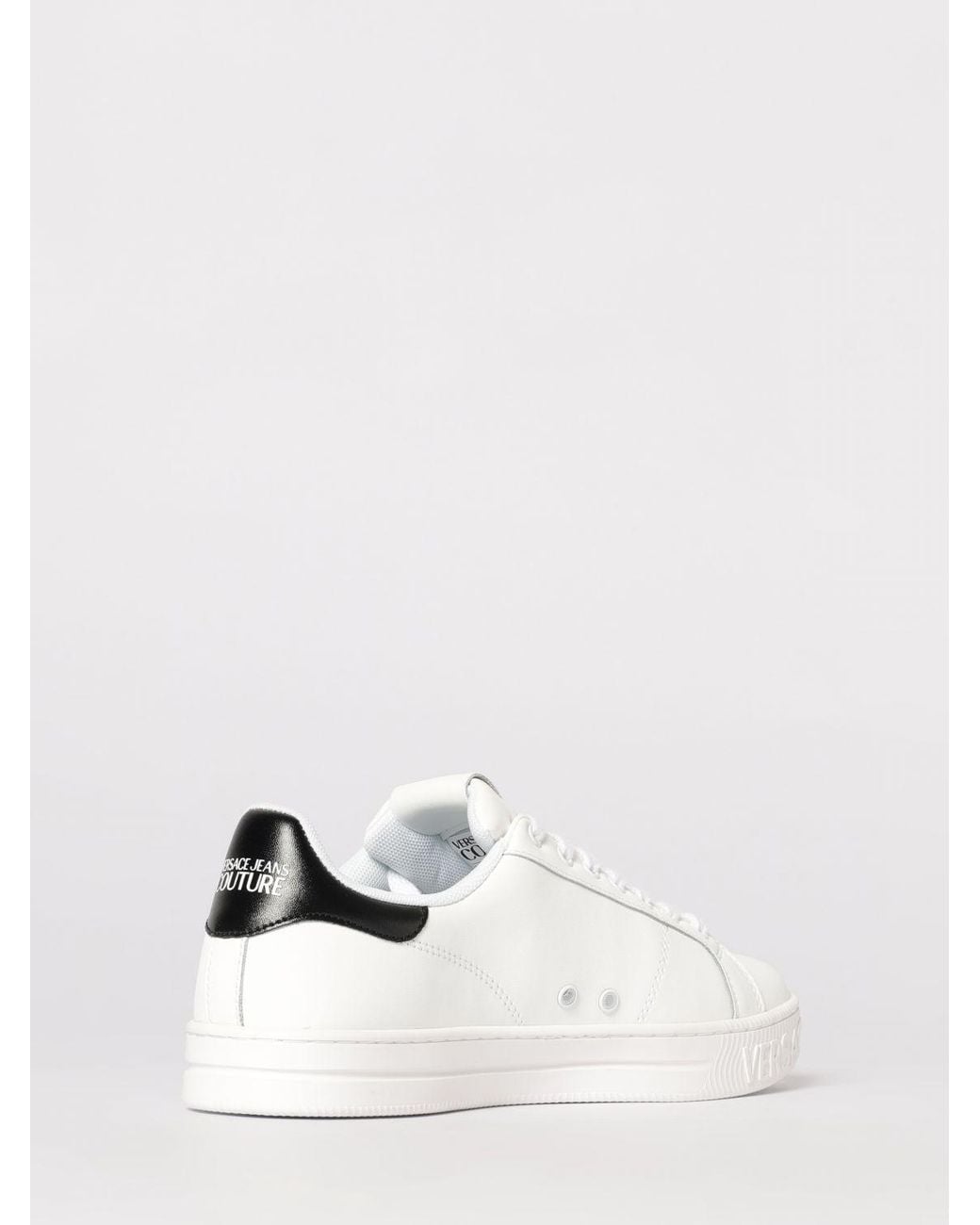Versace Jeans Couture White Leather Sneakers With Logo for men