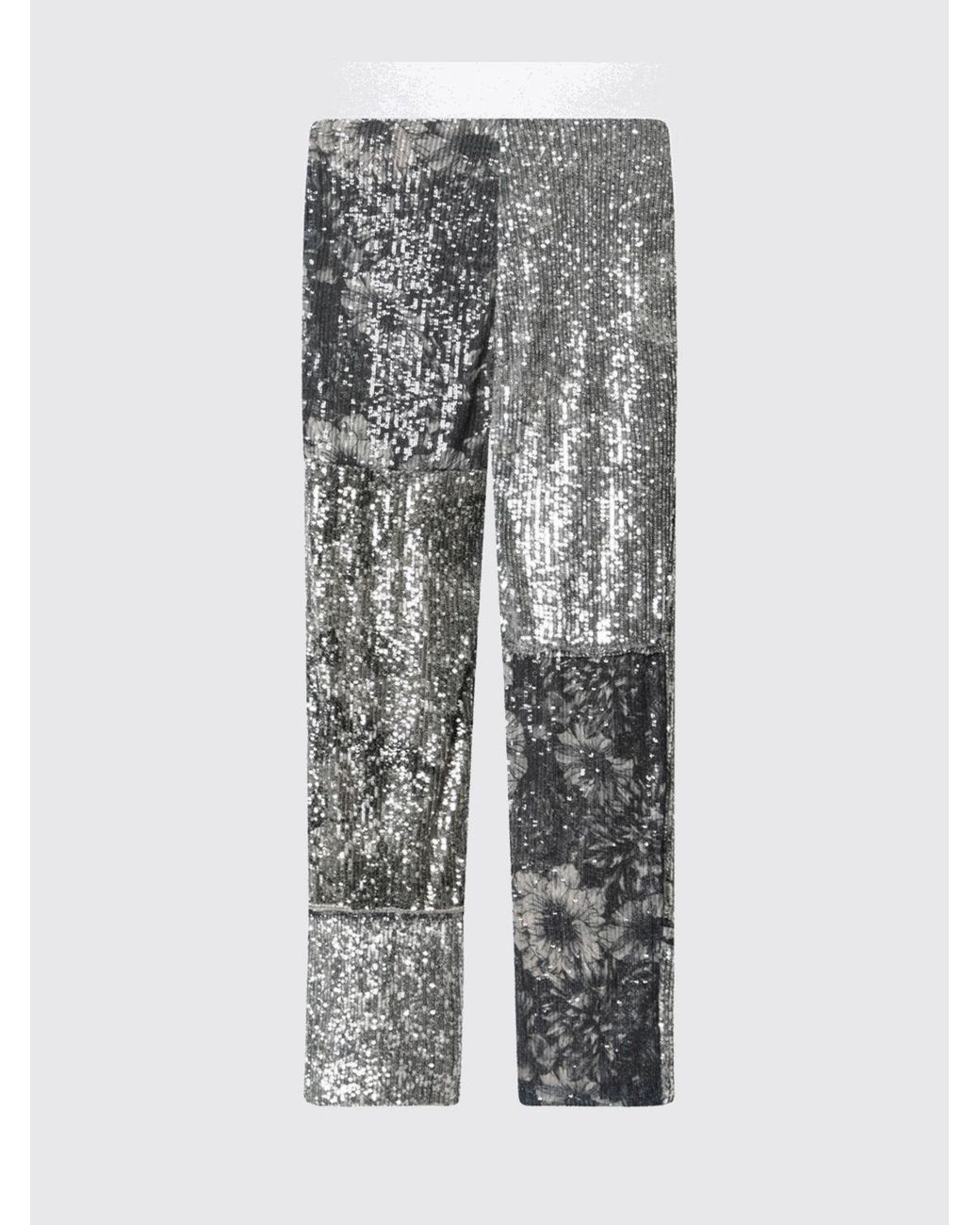 Maison Margiela Gray Low-Rise Wide-Leg Trousers With Floral Sequins