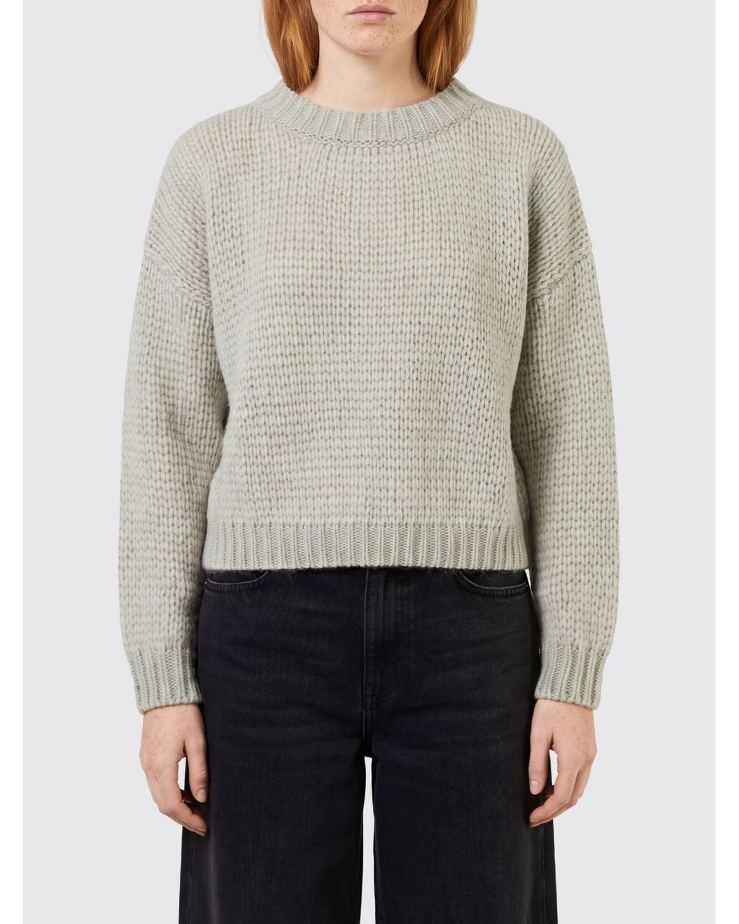 Roberto Collina Gray Pure Wool Crewneck Jumper With Ribbed Cuffs And Hem