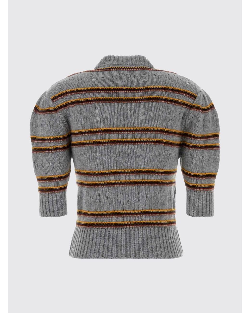 Marni Brown Striped Pure Cashmere Jumper With Puff Sleeves