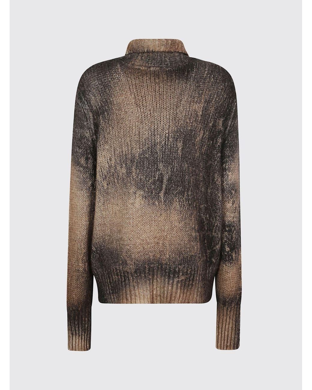 Avant Toi Brown Abstract Print Cashmere Roll Neck Jumper With Dropped Shoulders