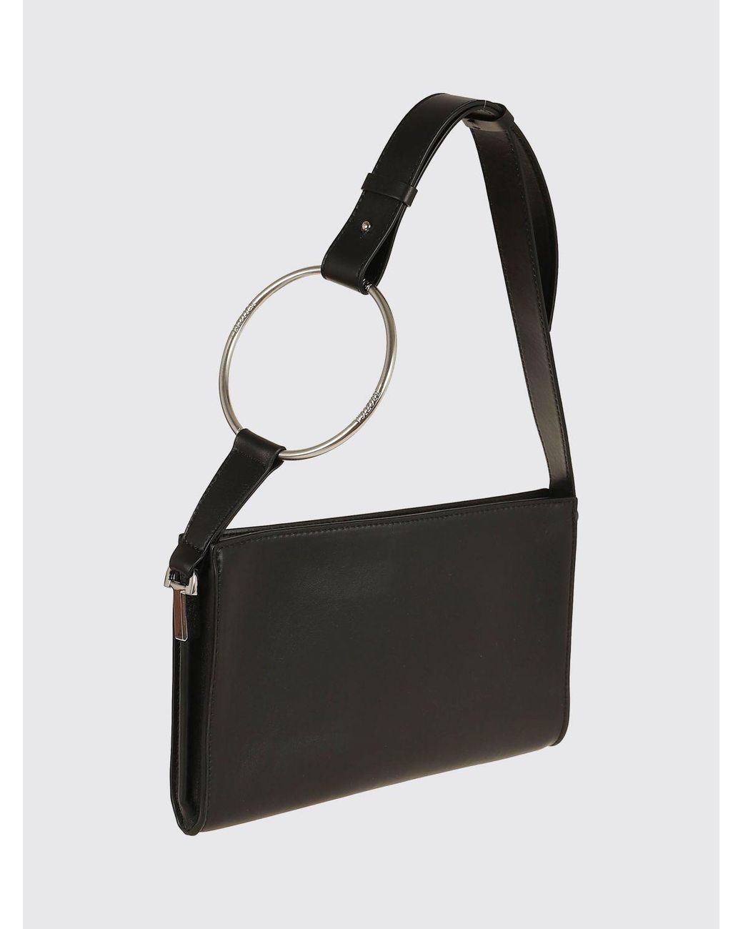 Dondup Black Rectangular Leather Shoulder Bag With Adjustable Handle