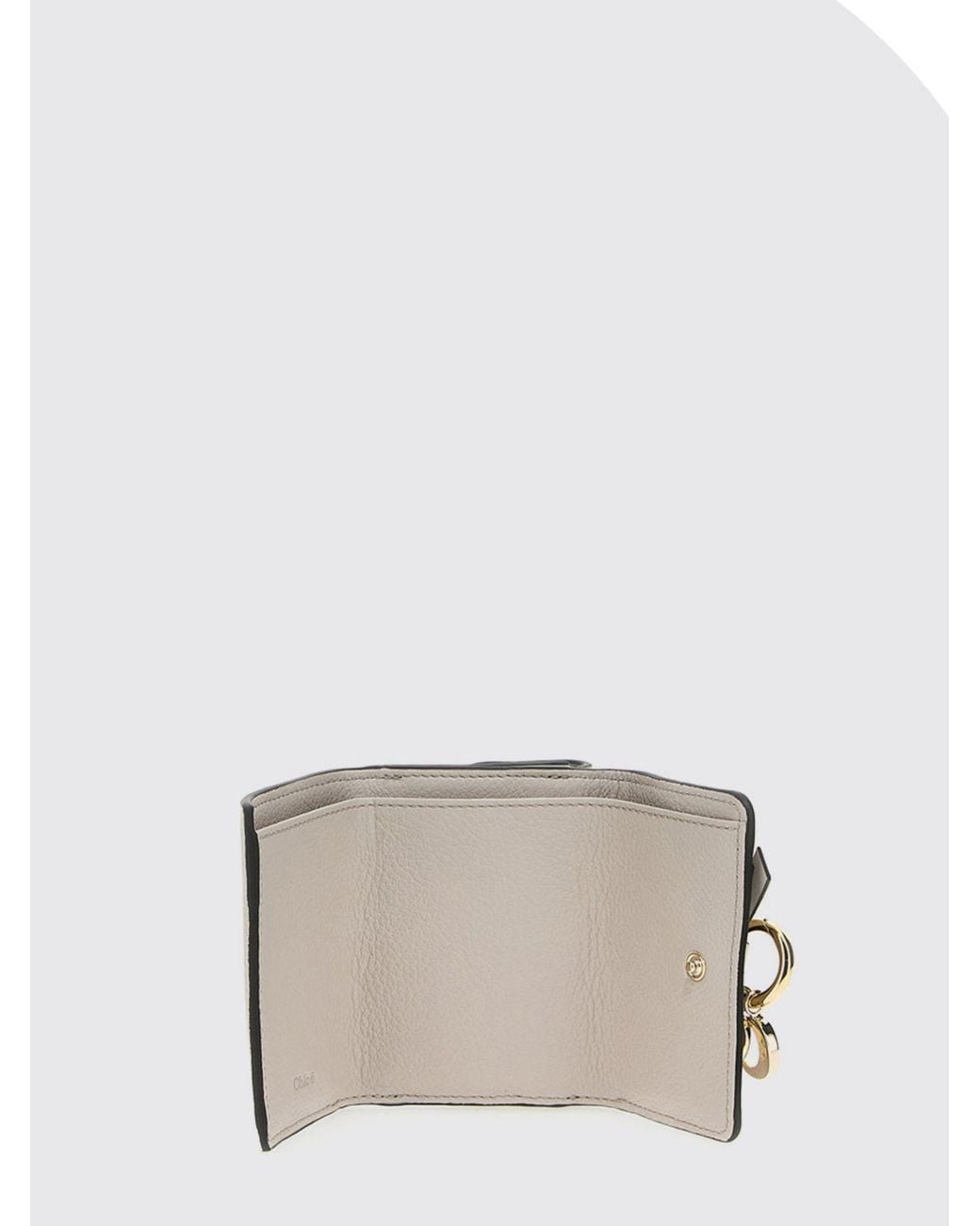 Chloé Natural Chlo&Eacute Small Calfskin Leather Trifold Wallet With Charm