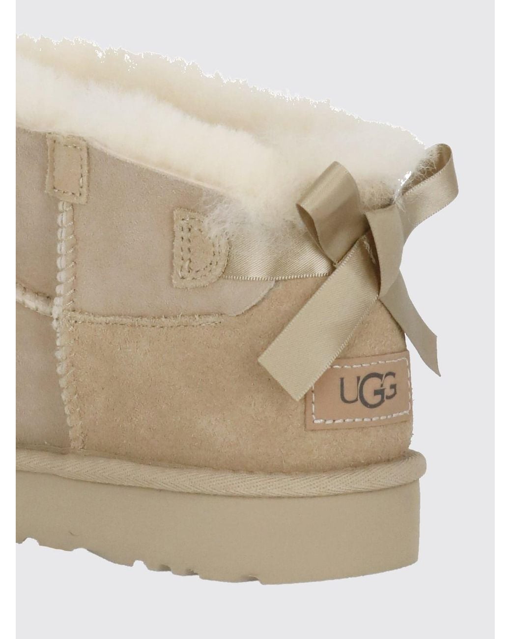 Ugg Natural Ultra Mini Bailey Bow Suede Boots