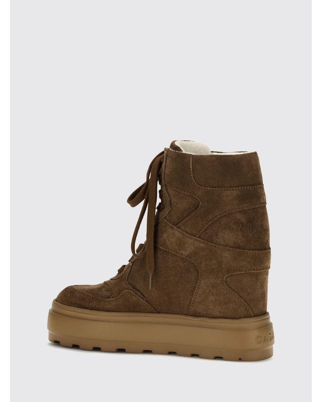 Casadei Brown High-Top Suede Sneakers With Internal Wedge