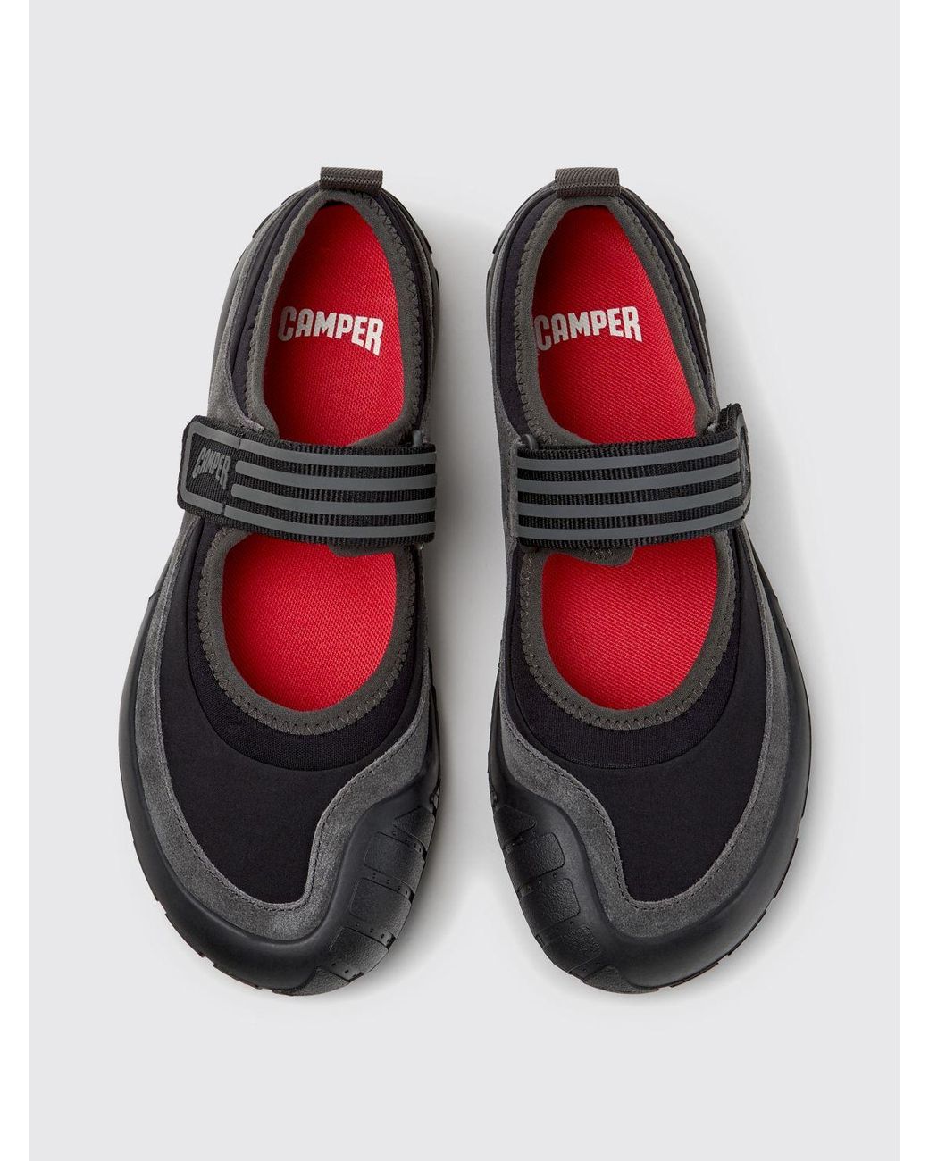 Camper White Peu Path+ Suede And Recycled Pet Mary Jane Ballerina Flats
