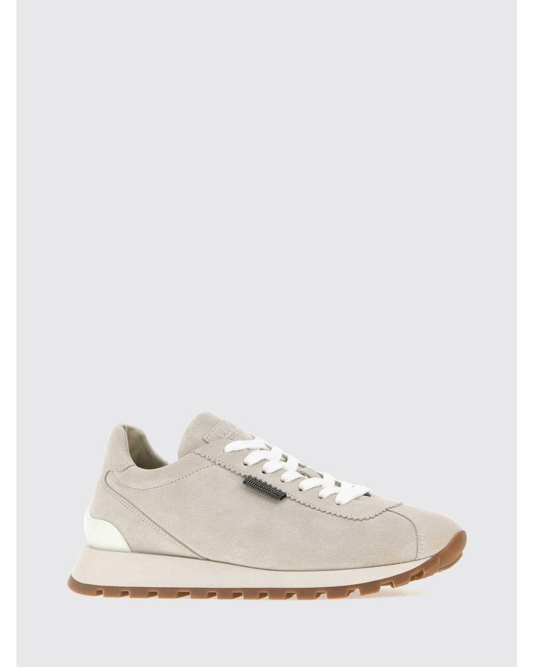 Brunello Cucinelli White Wildleder-Sneaker