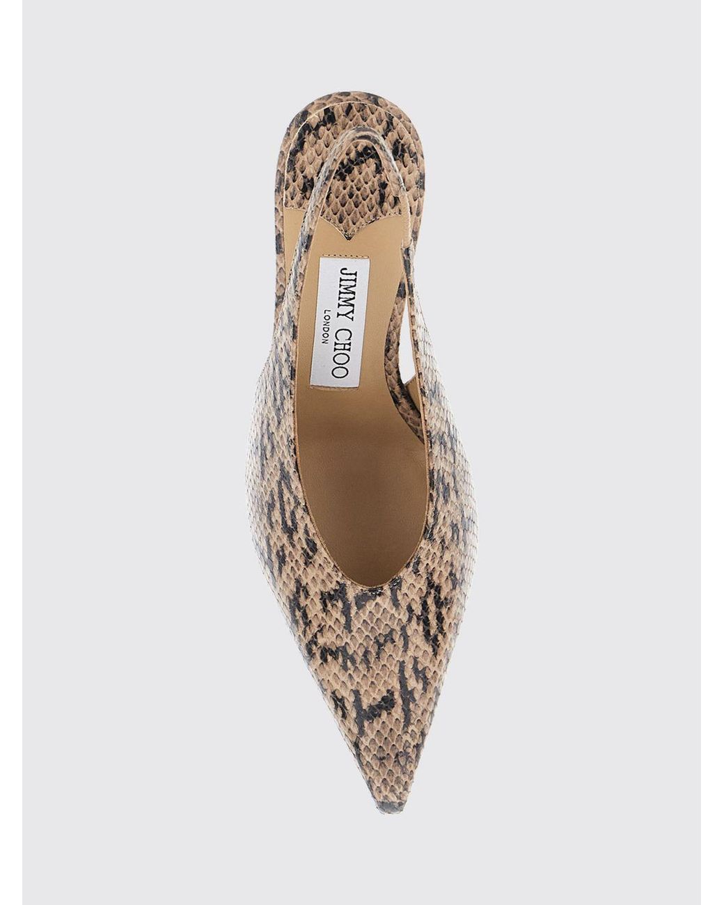 Jimmy Choo Natural Isa Python-Print Leather Slingbacks With Teardrop High Heel