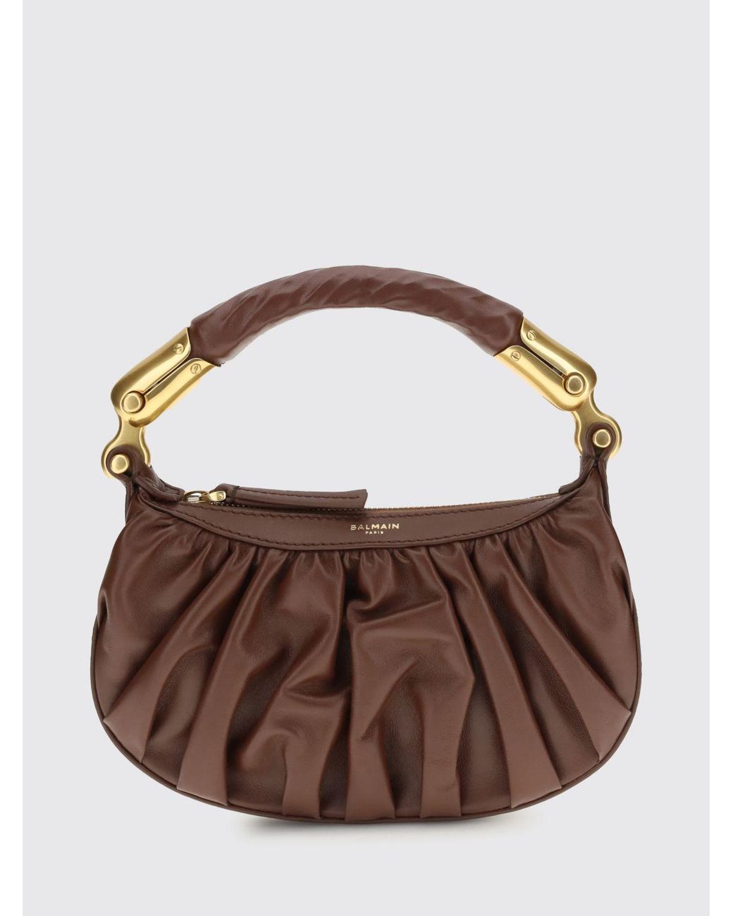 Balmain Brown Ébène Leather Handbag