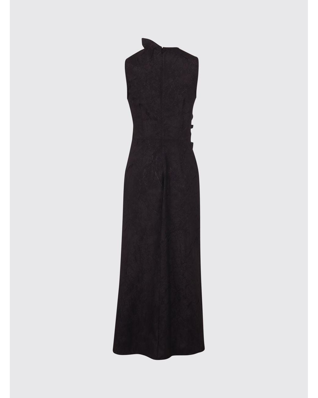 Ulla Johnson Black Crêpe Sheath Midi Dress With Ruffles And Front Slit