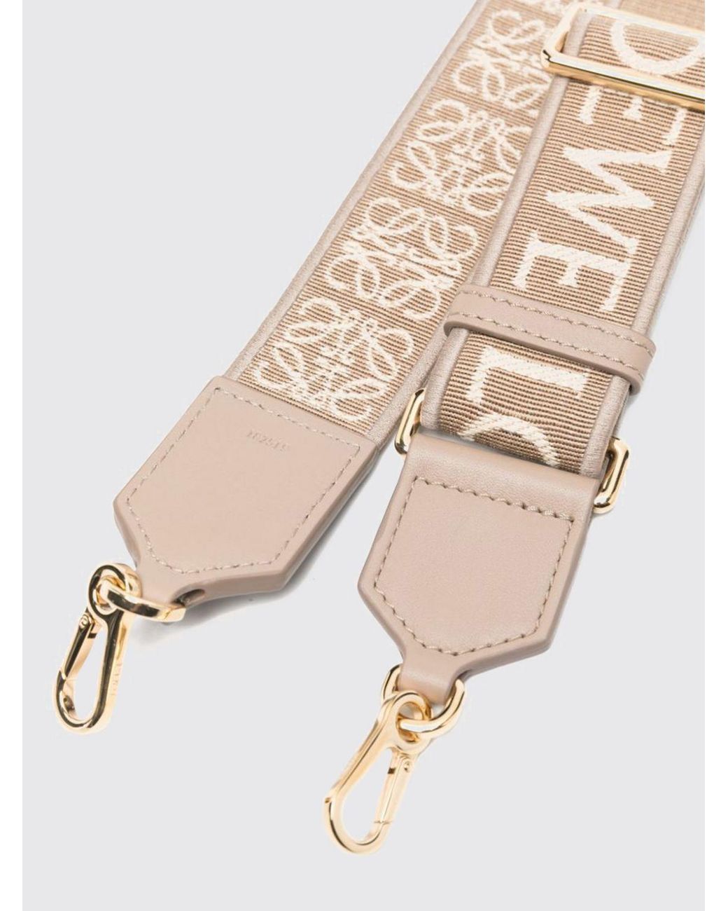 Loewe White Adjustable Canvas And Leather Shoulder Strap With Jacquard Logo