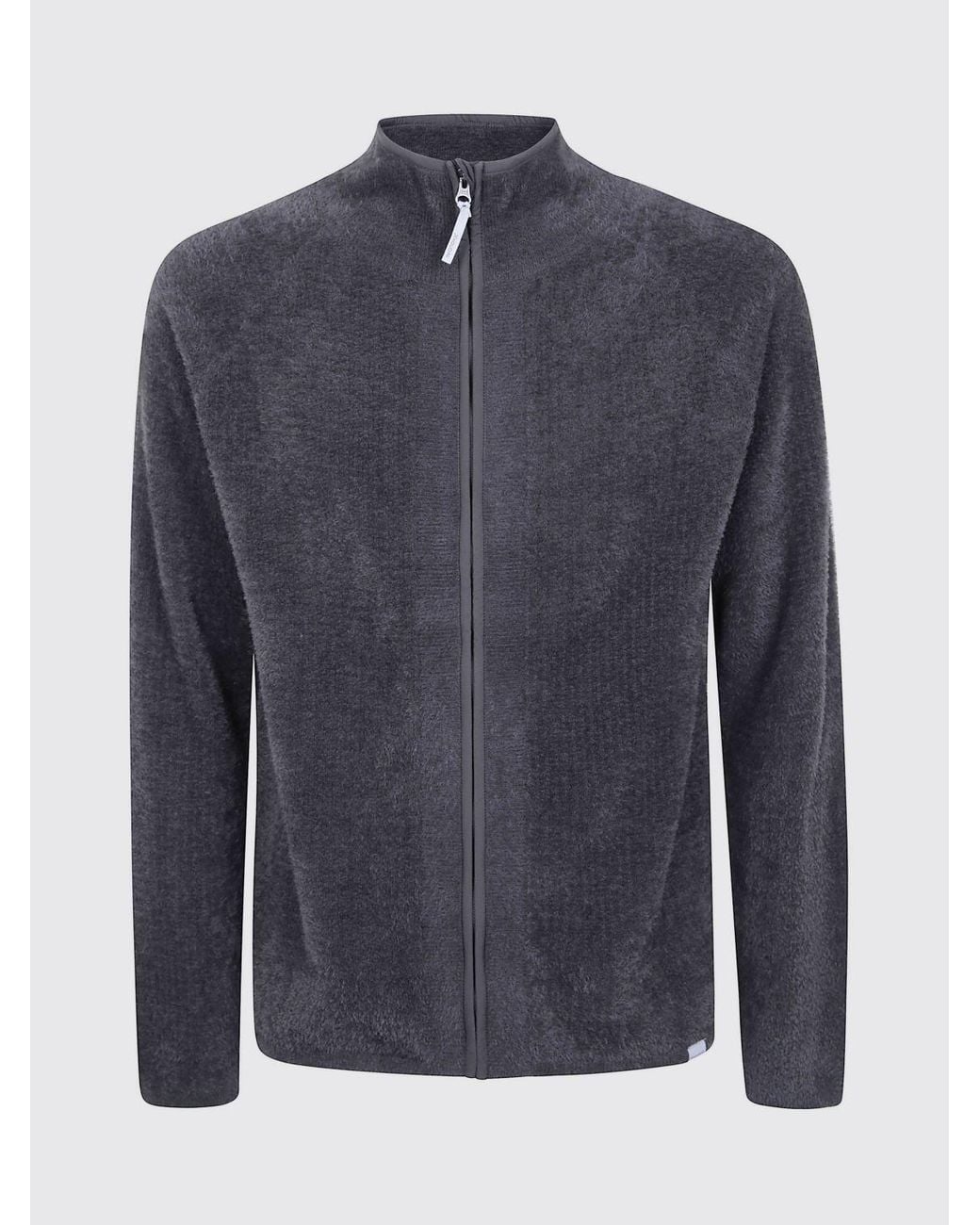 houdini Gray High Neck Zip-Up Cardigan for men