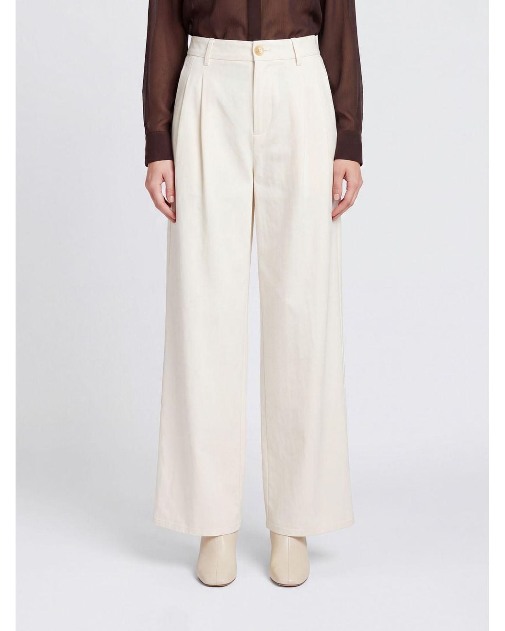 Jil Sander White High-Waisted Pleated Wide-Leg Cotton Shorts