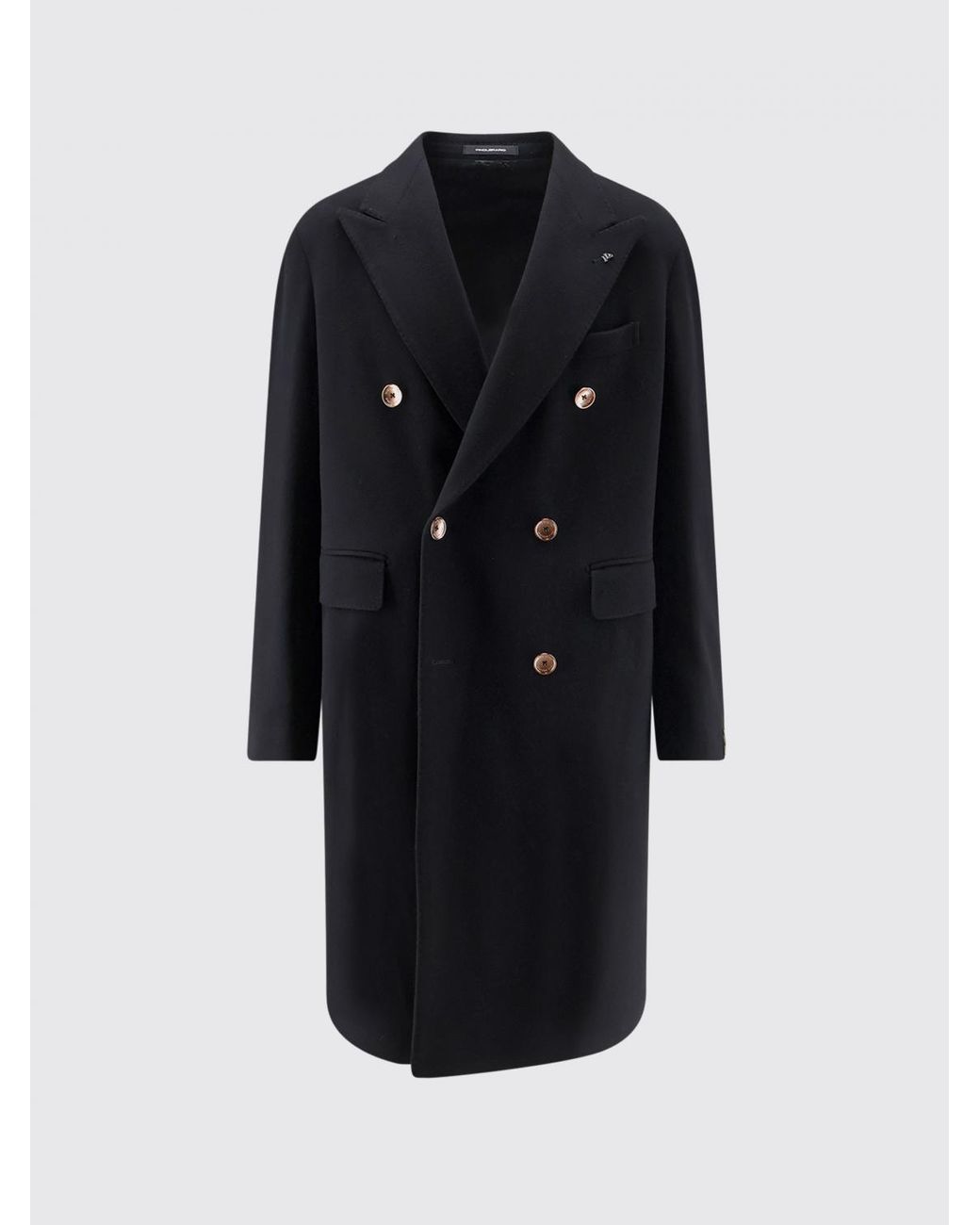 Tagliatore Blue Double-Breasted Long Coat for men
