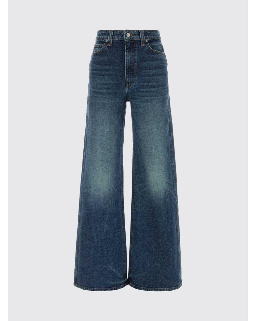 Khaite Blue Dane Mid-Rise Wide-Leg Jeans