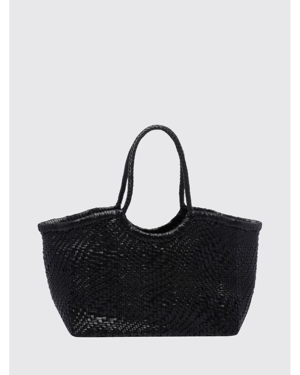 Dragon Diffusion Black Nantucket Woven Leather Tote Bag With Double Handle