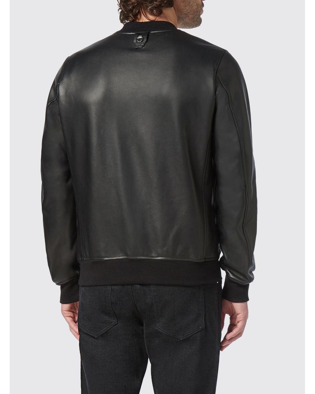 Billionaire Black Crocodile And Nappa Leather Bomber Jacket With Crest Logo for men