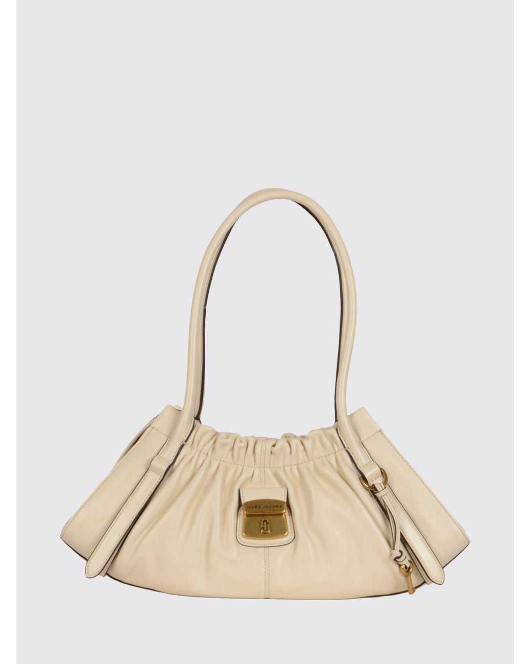 Marc Jacobs Natural The Cristina Leather Shoulder Bag With Double Handle And Padlock