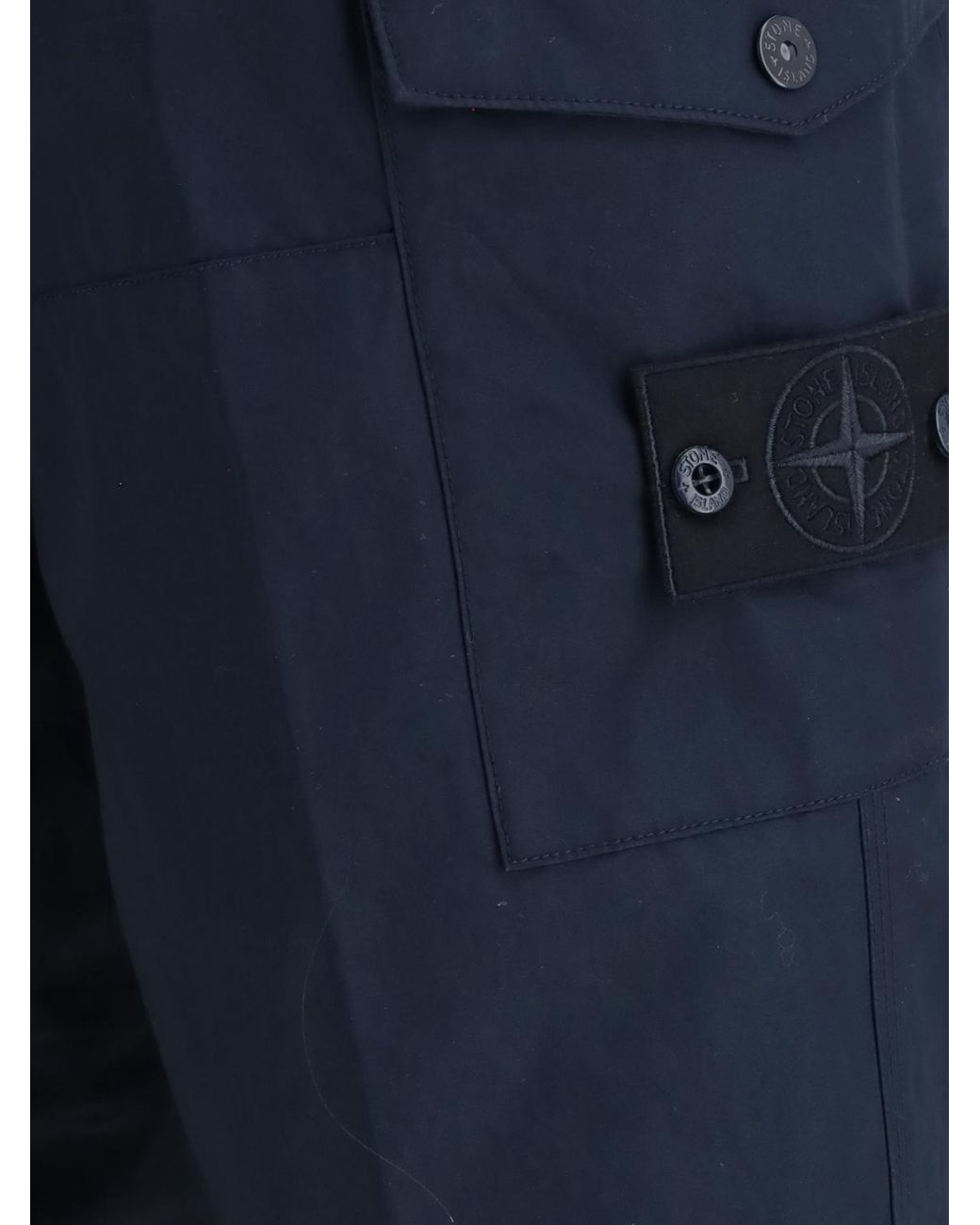 Stone Island Blue Stretch Cotton Cargo Pants for men