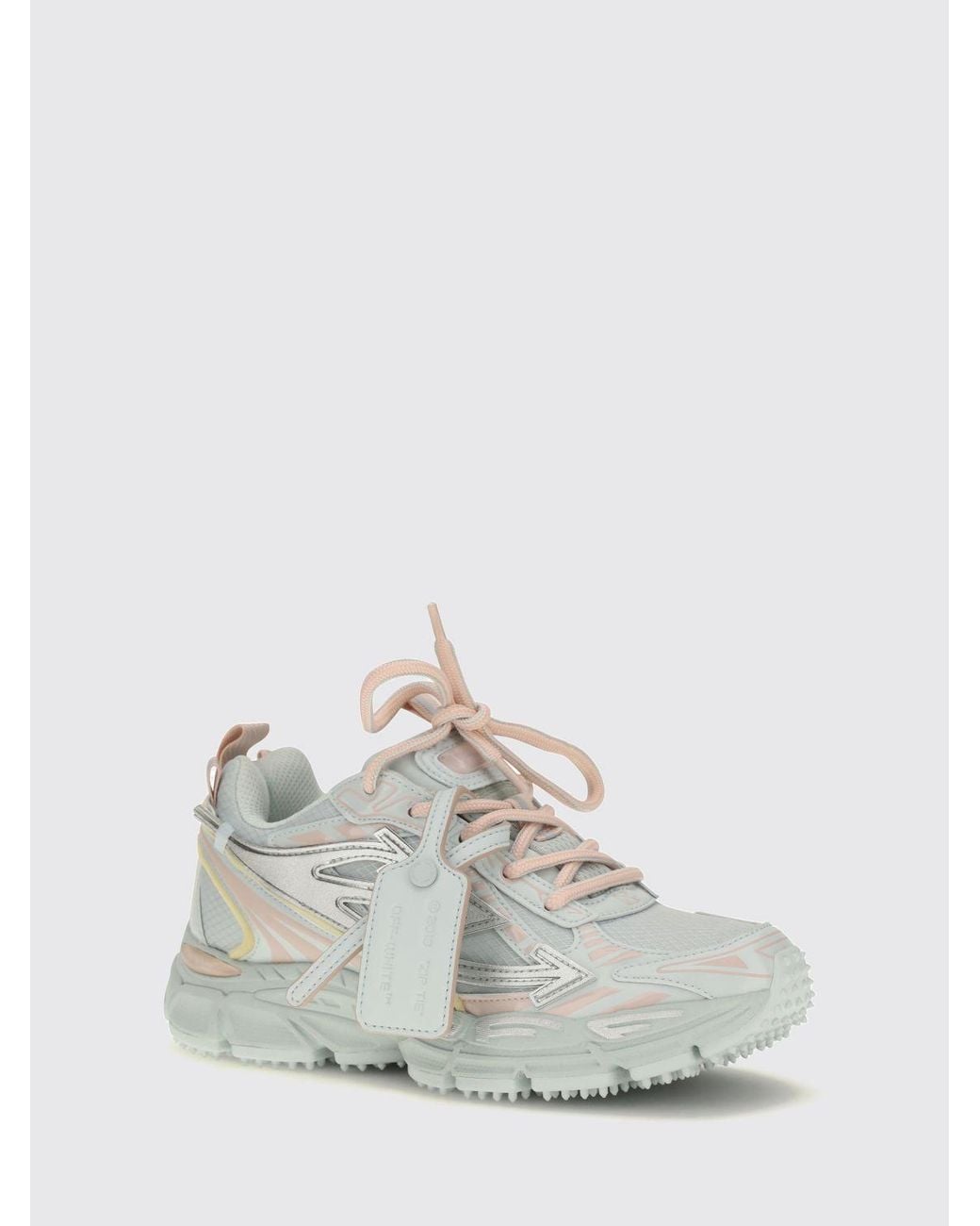 Off-White c/o Virgil Abloh White Be Right Back Low Top Leather And Mesh Sneakers With Serrated Sole