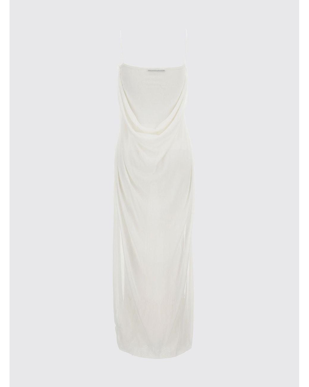 Jacquemus White Viscose Midi Dress With Pearls
