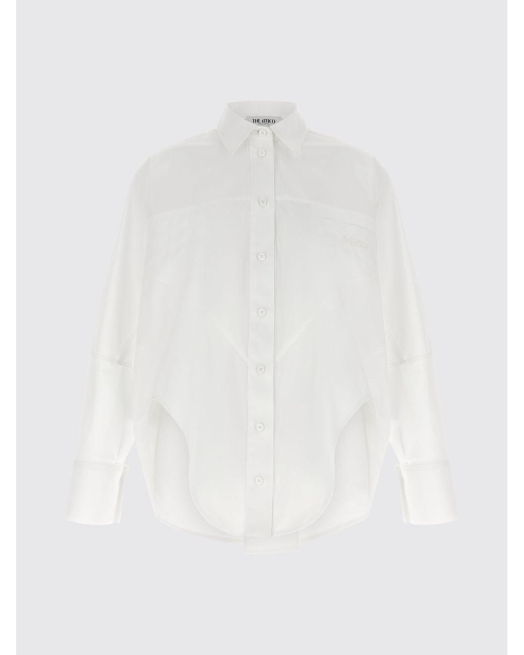 The Attico White Long-Sleeved Cotton Shirt With Contrasting Lettering Logo