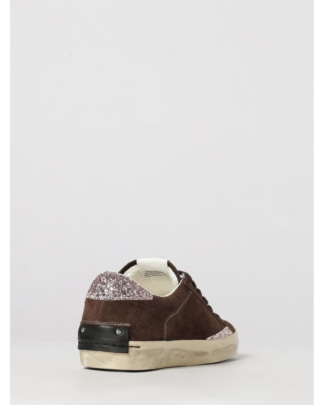 Crime London Brown Distressed Bicolor Low-Top Sneakers