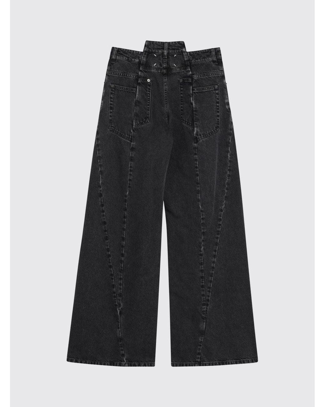 Maison Margiela Black Mid-Rise Wide Leg Denim Jeans With Four Stitches