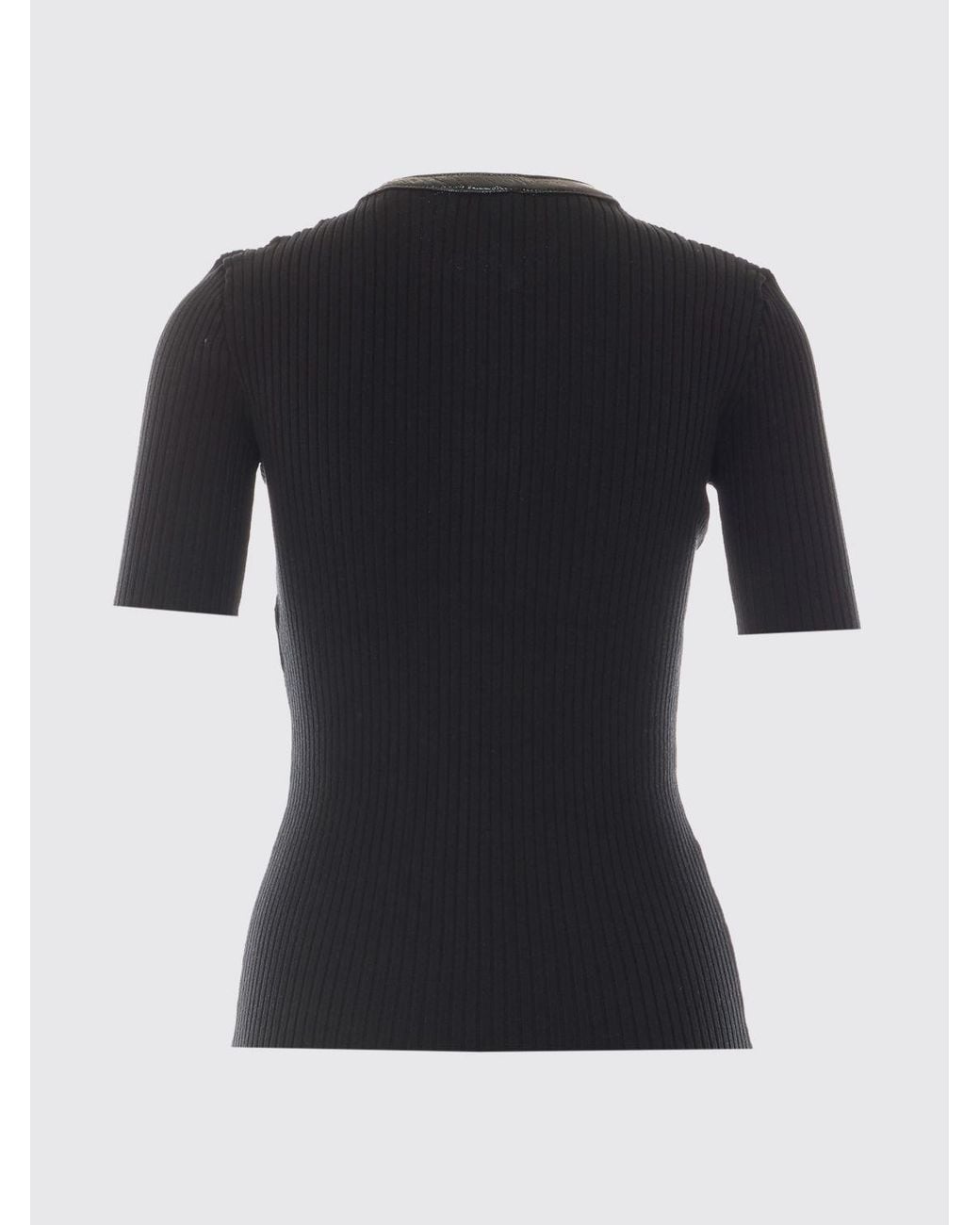 Courreges Black Courr&Egrave	Ges Slim Fit Short-Sleeved Knit Top With A Buttoned Neckline