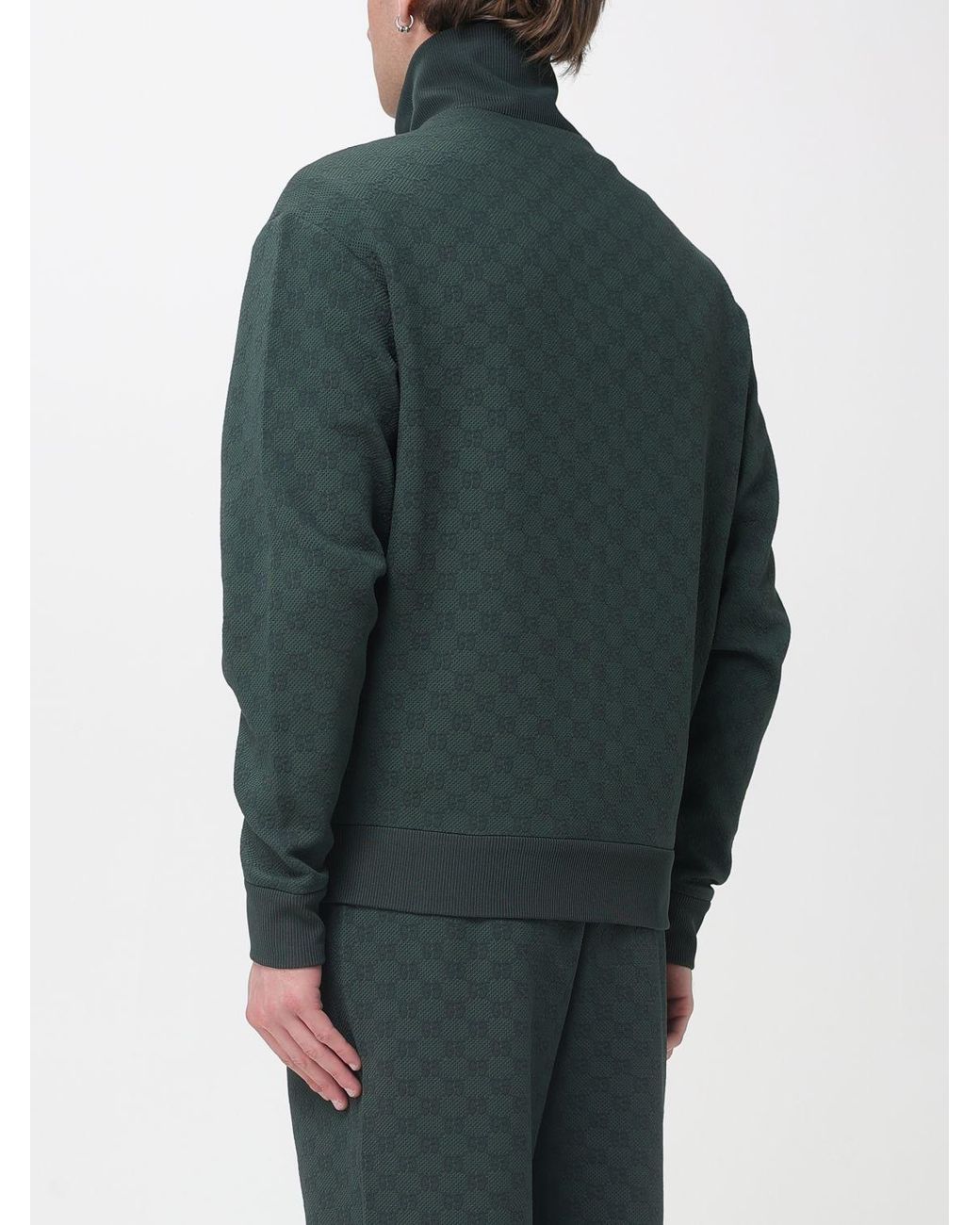 Gucci Green Jersey Zip Sweatshirt for men