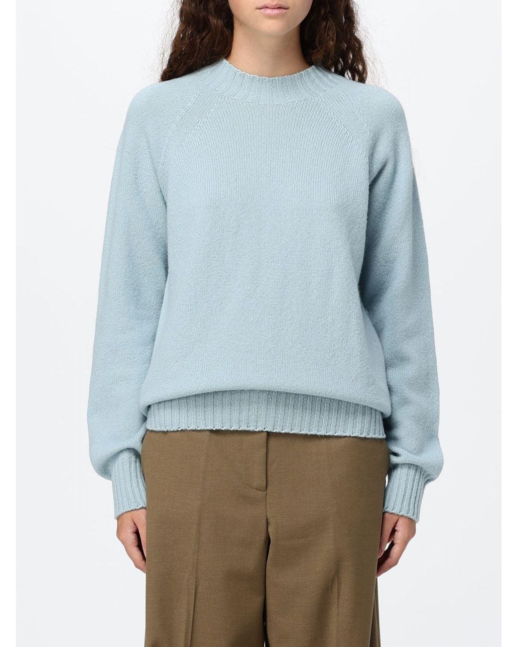 Drumohr Blue Slim Fit Ribbed Lambswool Turtleneck Jumper