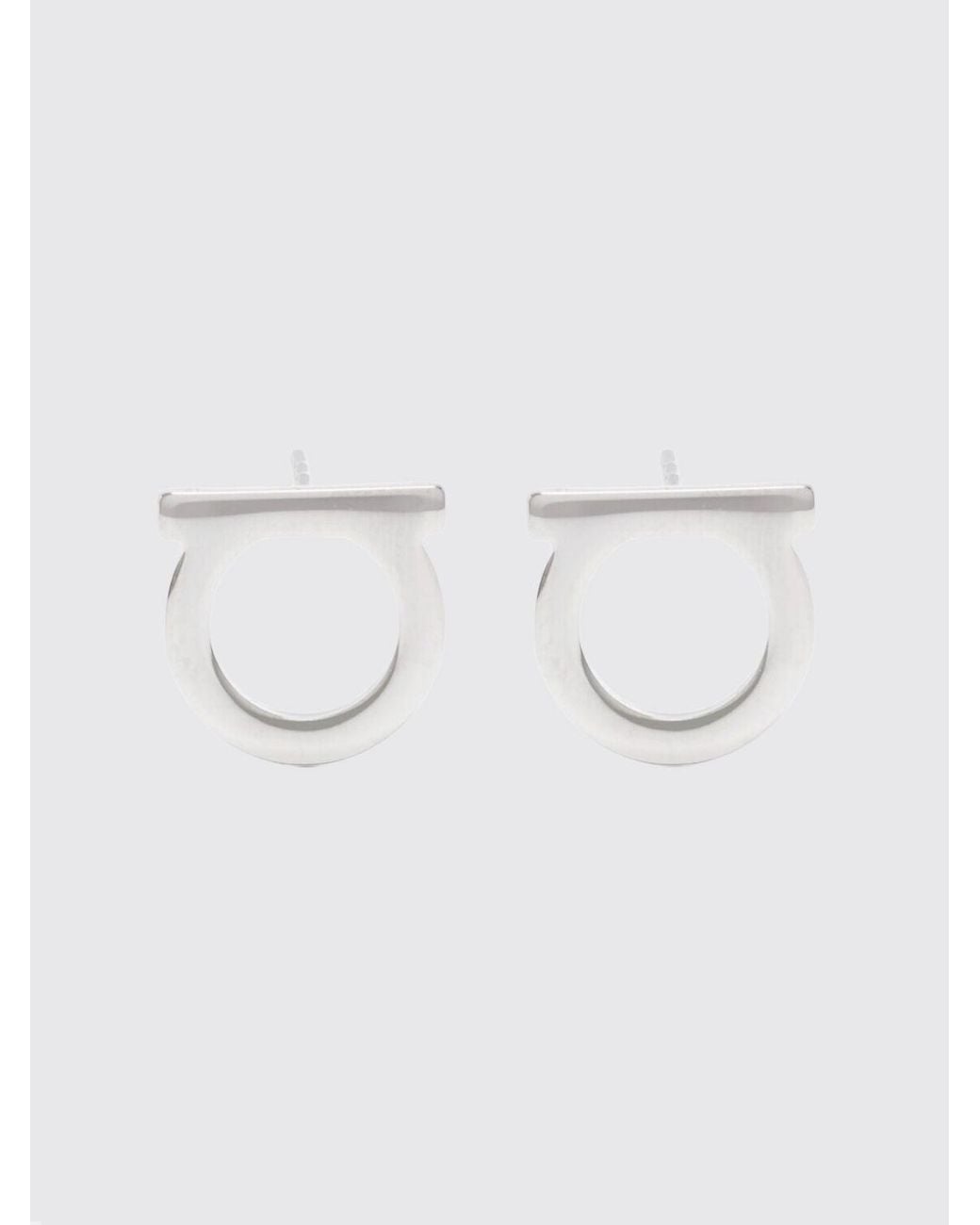 Ferragamo Metallic Toned Brass Logo Design Earrings