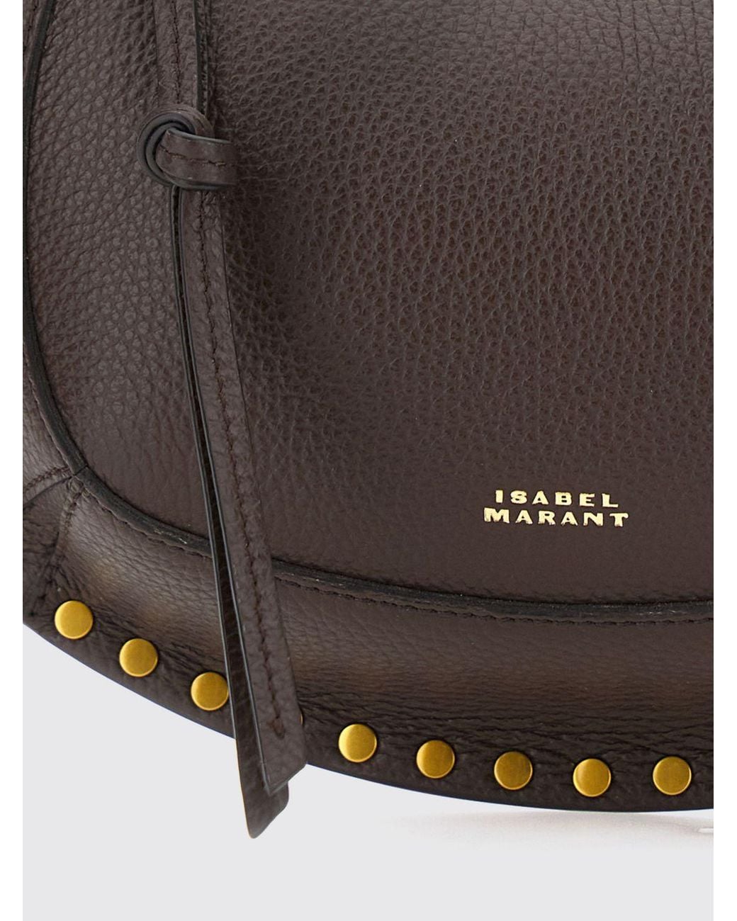 Isabel Marant Brown Oskan Moon Studded Leather Hobo Bag