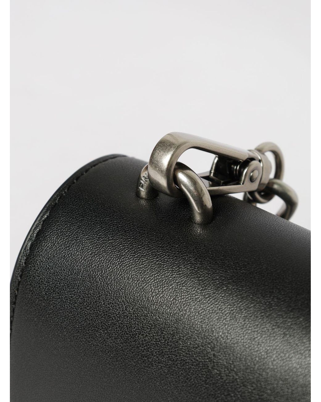 Pinko Black Love One Classic Smooth Leather Mini Crossbody Bag With Love Birds Buckle