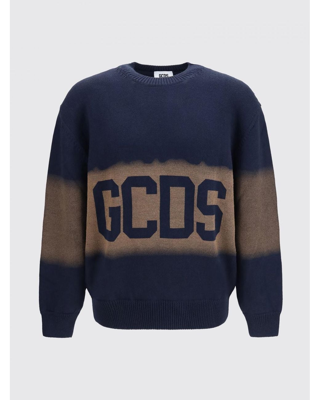 Gcds Blue Wool Blend Crew-Neck Jumper With Contrast Logo for men