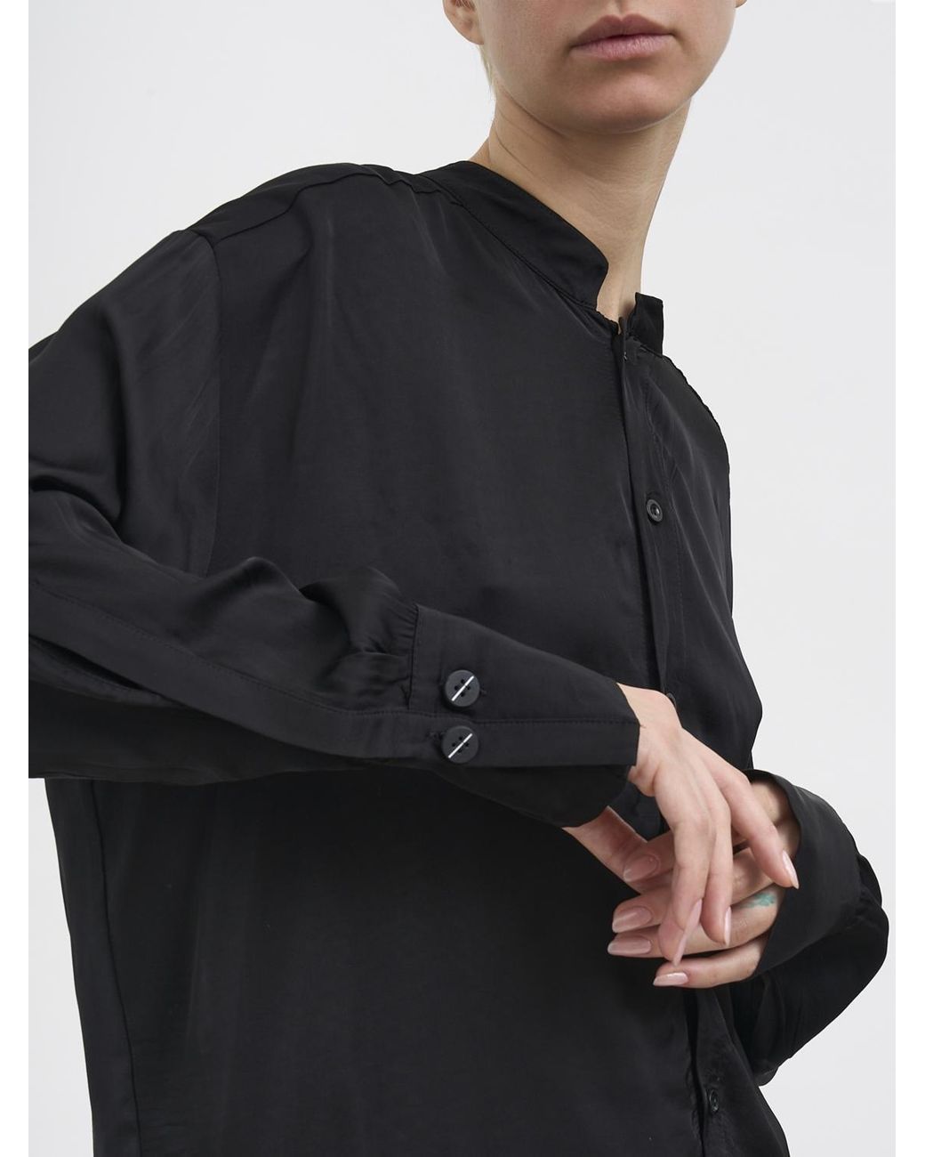 Camisa Minimalista De Viscosa Thom Krom de color Black