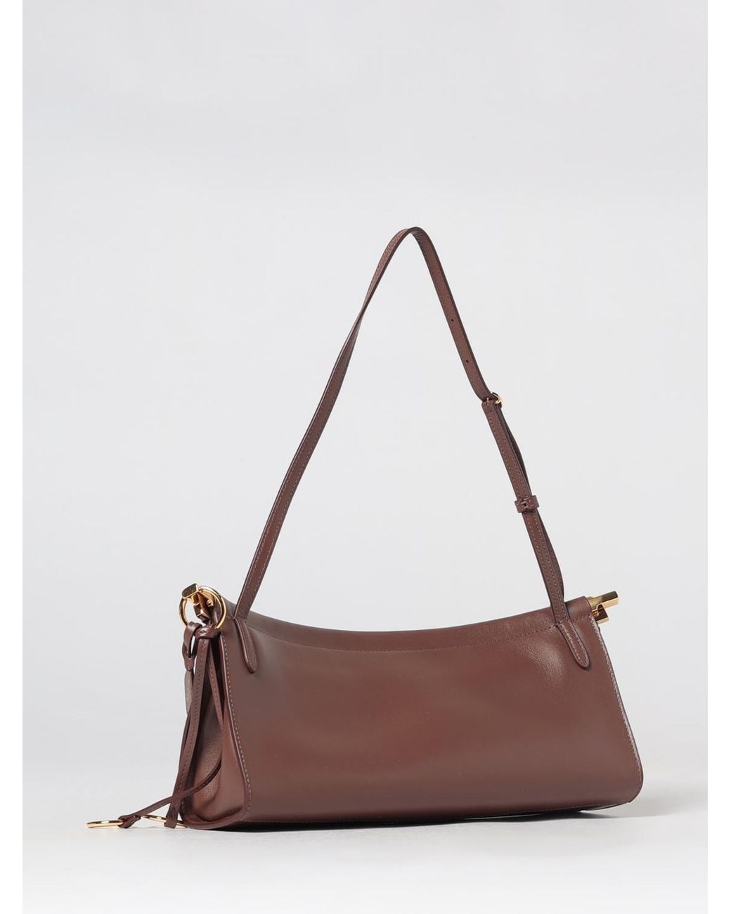 Alaïa Brown Le Click East West Smooth Leather Shoulder Bag With Tassels